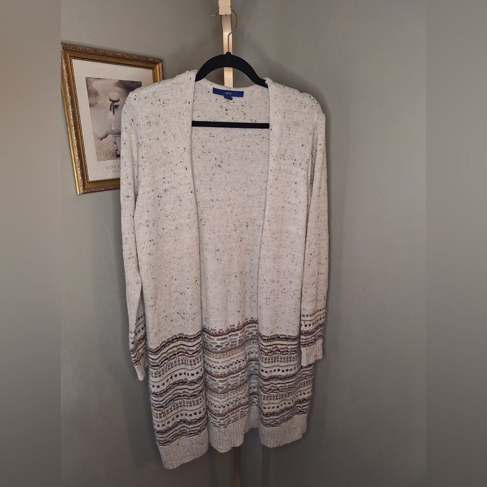 Apt. 9 Cream and Brown Patterned Cardigan
